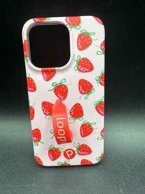Loopy Case Berries & Bows Design Phone Case Pink Strawberries IPhone 13 Pro